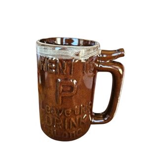 Vintage Went To P Whistle Beer Or Coffee Mug  Ceramic Brown Gag GIFT